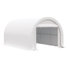 Outsunny 16' x 10' Carport, Heavy Duty Portable Garage / Storage Tent with Large Zippered Door, Anti-UV PE Canopy Cover for Car, Truck, Boat,