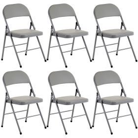 6PCS Folding Chair with Steel Frame 150KG Capacity Soft PVC Cushion Portable Space Saving Chair for Home Office Events