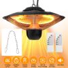 1500W Outdoor Patio Heater Electric Hanging Heated Ceiling Mounted Heating Lamp IP23 Waterproof with 3 Heating Levels 30Mins/60Mins Timer 2 Remote Con