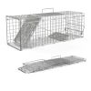 2Pcs 24X7.48X8.27IN Folding Humane Live Animal Trap Cages Easy To Catch And Release Foldable Cat Trap Galvanized Steel For Small Cats Squirrels Rabbit