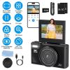 5K 75MP Digital Camera for Photography Anti-Shake WiFi Vlogging Video Camera with 9 Shooting Modes 18X Zoom Fill Light Webcam Function 2 Batteries 32G