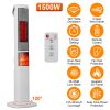 1500W Oscillating Ceramic Tower Space Heater with 3D Flame Portable Electric Heater with 3 Wind Modes Remote Control 5 Timer Overheat Tip-Over Protect