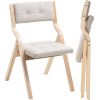 Wooden Folding Chairs with Padded Cushion and Wooden Frame Beige Set of 4