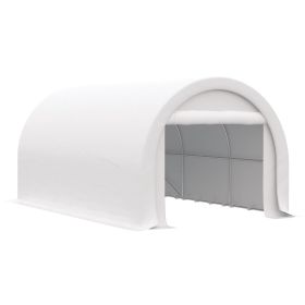 Outsunny 16' x 10' Carport, Heavy Duty Portable Garage / Storage Tent with Large Zippered Door, Anti-UV PE Canopy Cover for Car, Truck, Boat,