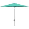 Outsunny 6.6 X 10 ft Rectangular Patio Umbrella Outdoor Table Market Umbrella with Crank & Push Button Tilt for Garden, Lawn, Deck & Backyard, Teal