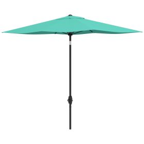 Outsunny 6.6 X 10 ft Rectangular Patio Umbrella Outdoor Table Market Umbrella with Crank & Push Button Tilt for Garden, Lawn, Deck & Backyard, Teal