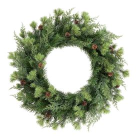 Sonoma Cypress Evergreen Christmas Wreath, Green, 24"