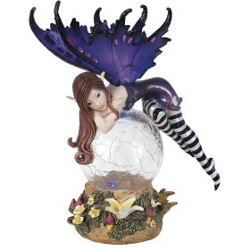 6"H LED Light Purple Fairy with Clear Wings Figurine Home Decor Gift