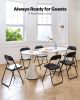 6 Pack Folding Chairs Portable Leather Chairs with Padded Cushion Black