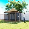 Outsunny 12' x 12' Canopy Tent with Mesh Netting, UPF50+ Pop Up Tent with Carry Bag for Garden, Patio, Beige