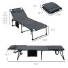 Outsunny 2 Piece Folding Chaise Lounge with 5-level Reclining Back, Outdoor Tanning Chair with Reading Face Hole
