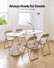 4 Pack Folding Chairs Portable Leather Chairs with Padded Cushion Khaki