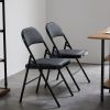 4PCS Folding Chair with PVC Cushion Soft Padded Seat and Backrest Heavy Duty Steel Frame Supports 150KG Portable and Compact for Home Office Events Bl