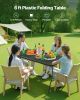 6 Ft Plastic Folding Table Portable Picnic Utility Table Handle Indoor Outdoor