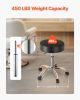 VEVOR Rolling Stool with Wheels, 450 LBS Capacity Round Stool Chair, Height Adjustable Thickened PU Leather Swivel Stool for Salon, etc., Black