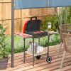 Outsunny Portable Charcoal Grill with Wheels Shelves Adjustable Vents for Outdoor Picnic Camping Red