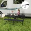 Outsunny 2 Pack 6 ft Portable Foldable Bench Seats, Plastic Folding Benches with Carrying Handle for Camping, Black