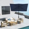 Outsunny 6.6x10ft Rectangular Umbrella: Blue Patio Shade with Crank & Tilt