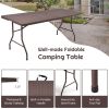 6 Feet Folding Portable Rattan Table with Carrying Handle