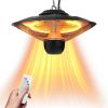1500W Outdoor Patio Heater Electric Hanging Heated Ceiling Mounted Heating Lamp IP23 Waterproof with 3 Heating Levels 30Mins/60Mins Timer 2 Remote Con