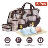 5Pcs Baby Nappy Diaper Bags Set Mummy Diaper Handbags with Diaper Pad Food Bag Bottle Bag Travel Tote Bags For Mom Dad
